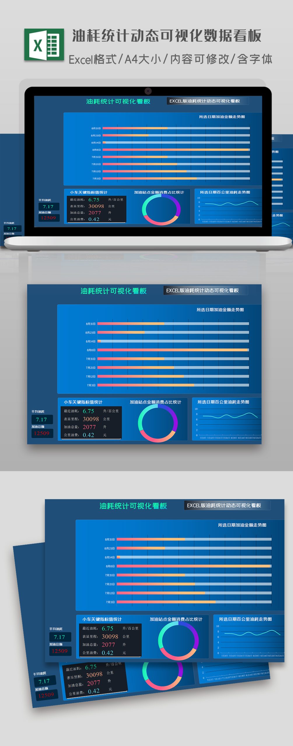 油耗统计动态可视化数据看板鱼见海科技-小程序源码-网站源码-免费源码鱼见海资源网-免费PHP网站源码模板,插件软件资源分享平台！