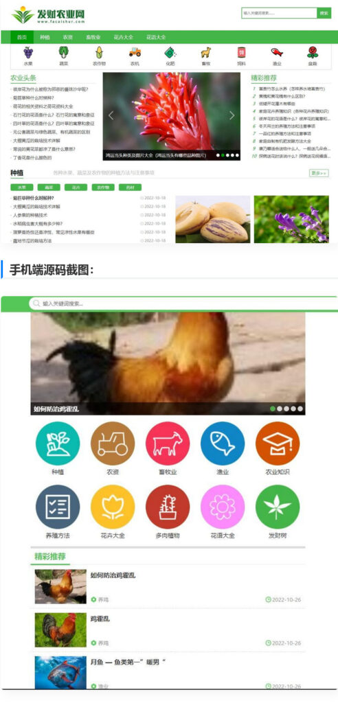 帝国cms7.5【仿发财农业网】 农业知识养殖技术花卉大全发财树栽培模板鱼见海科技-小程序源码-网站源码-免费源码鱼见海资源网-免费PHP网站源码模板,插件软件资源分享平台！